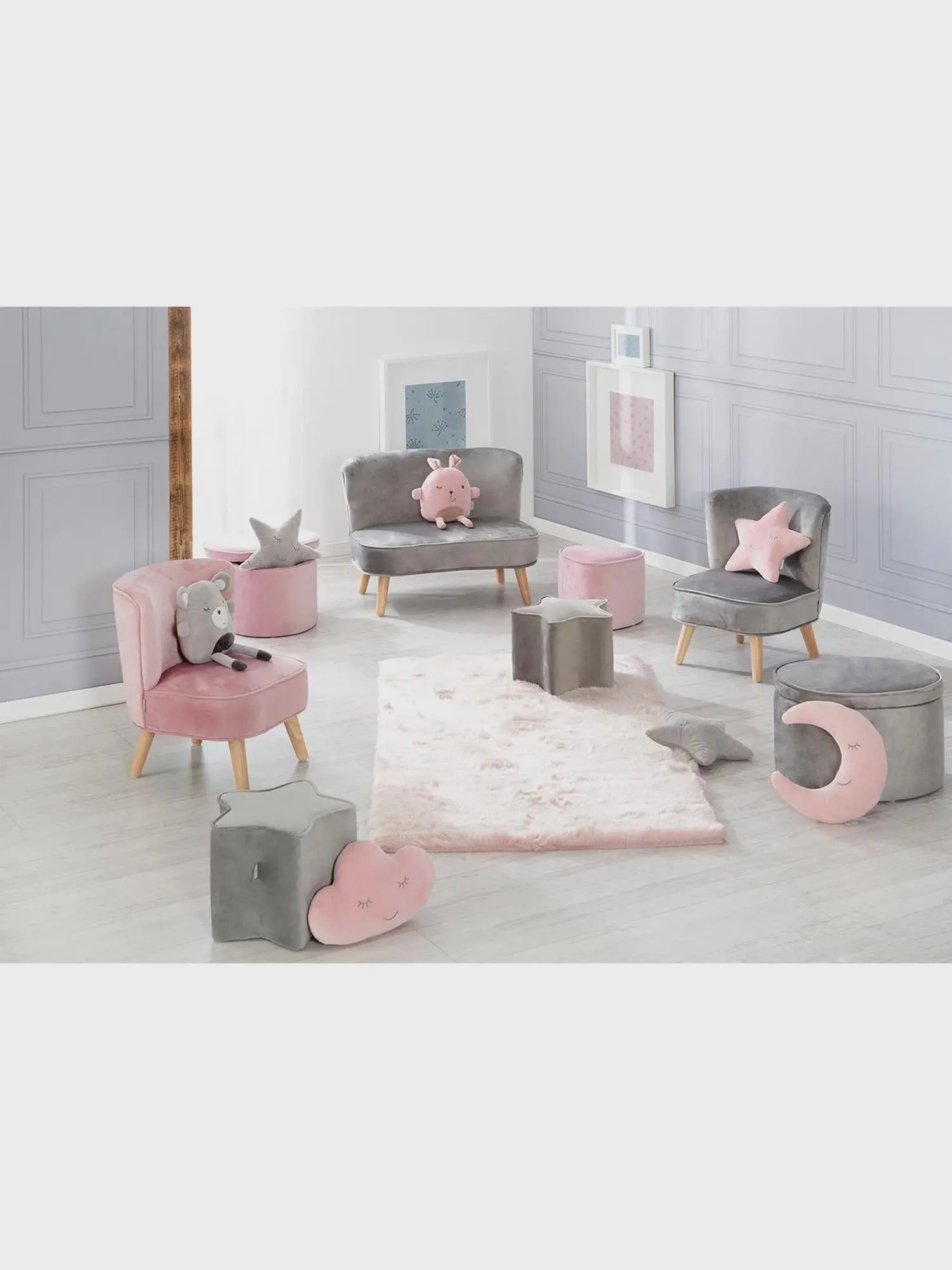 Детский велюровый диван Lil Sofa, серый - изображение 19
