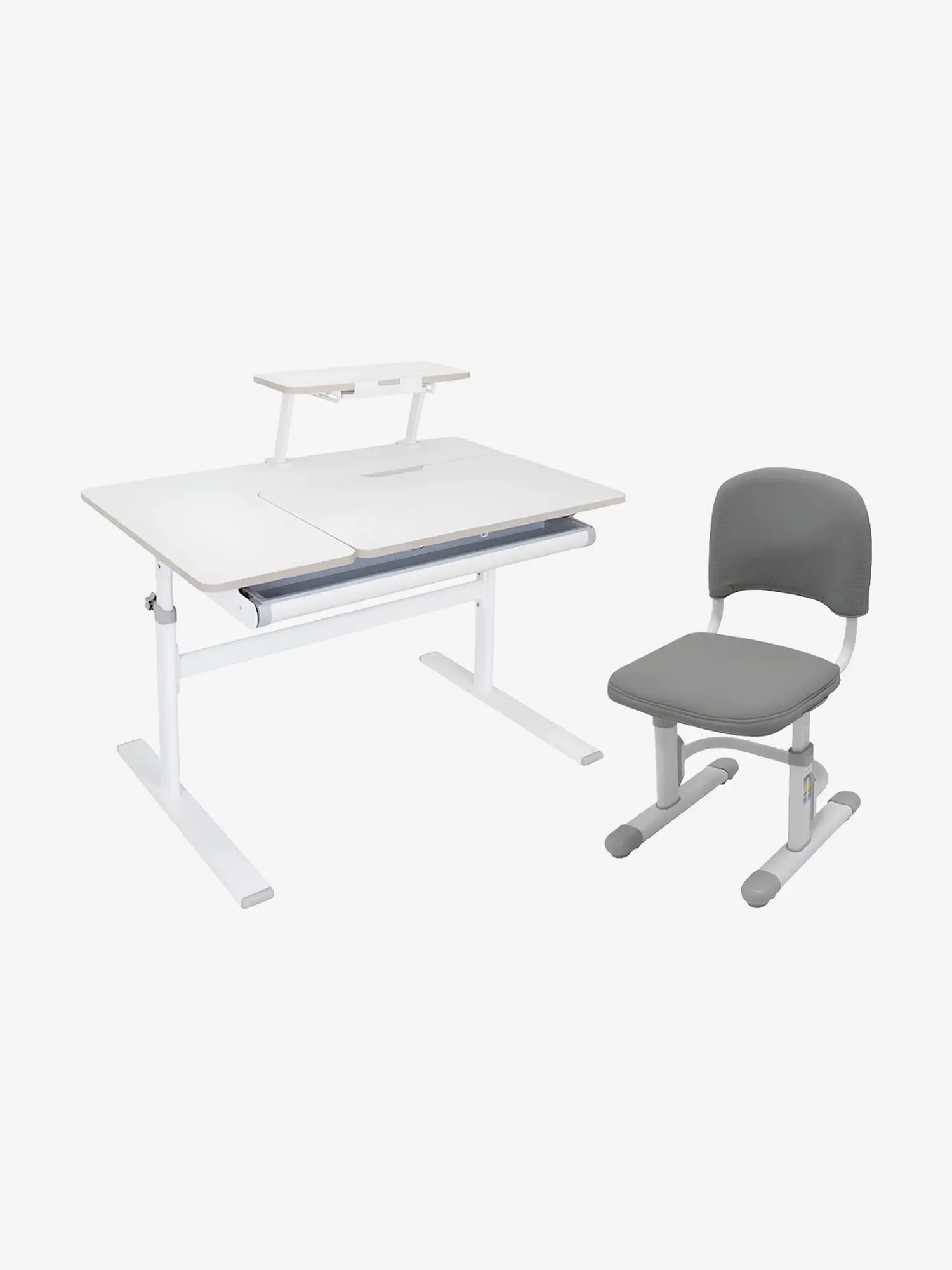 Комплект парта Tulipa Grey (с полкой)+ стул SST3D Grey - изображение 1