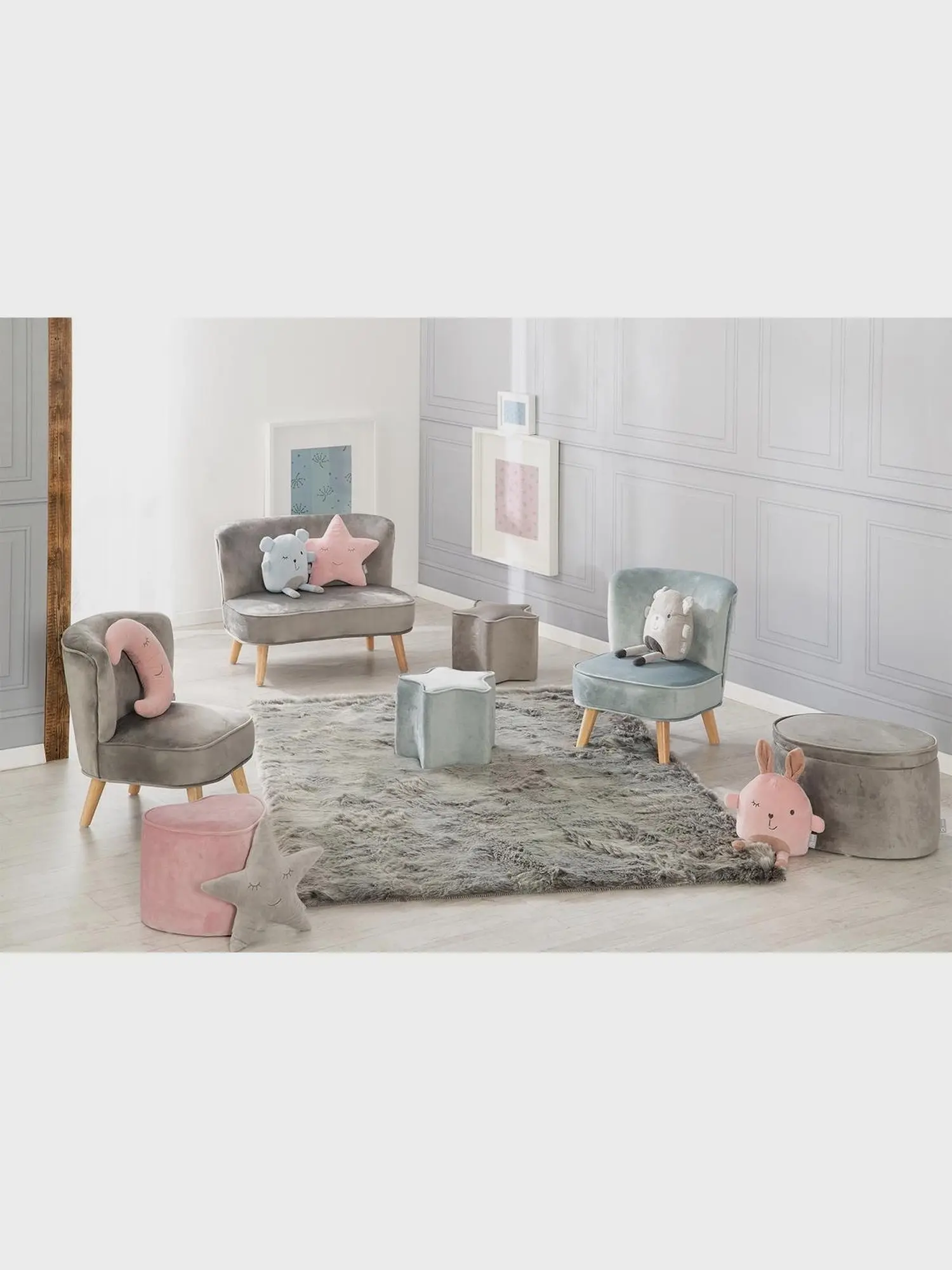 Детский велюровый диван Lil Sofa, серый - изображение 15