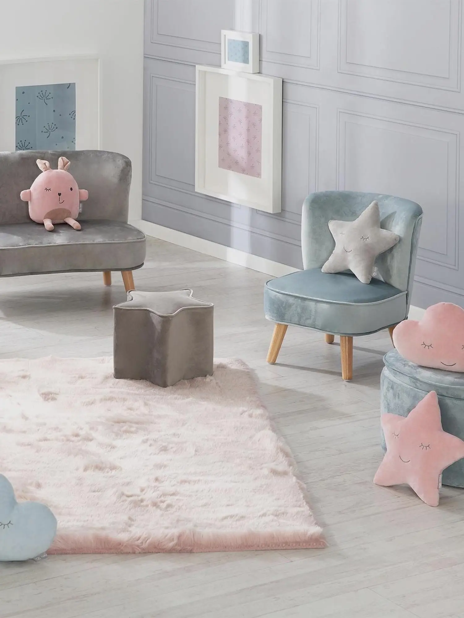 Детское велюровое кресло Lil Sofa, голубой - изображение 7