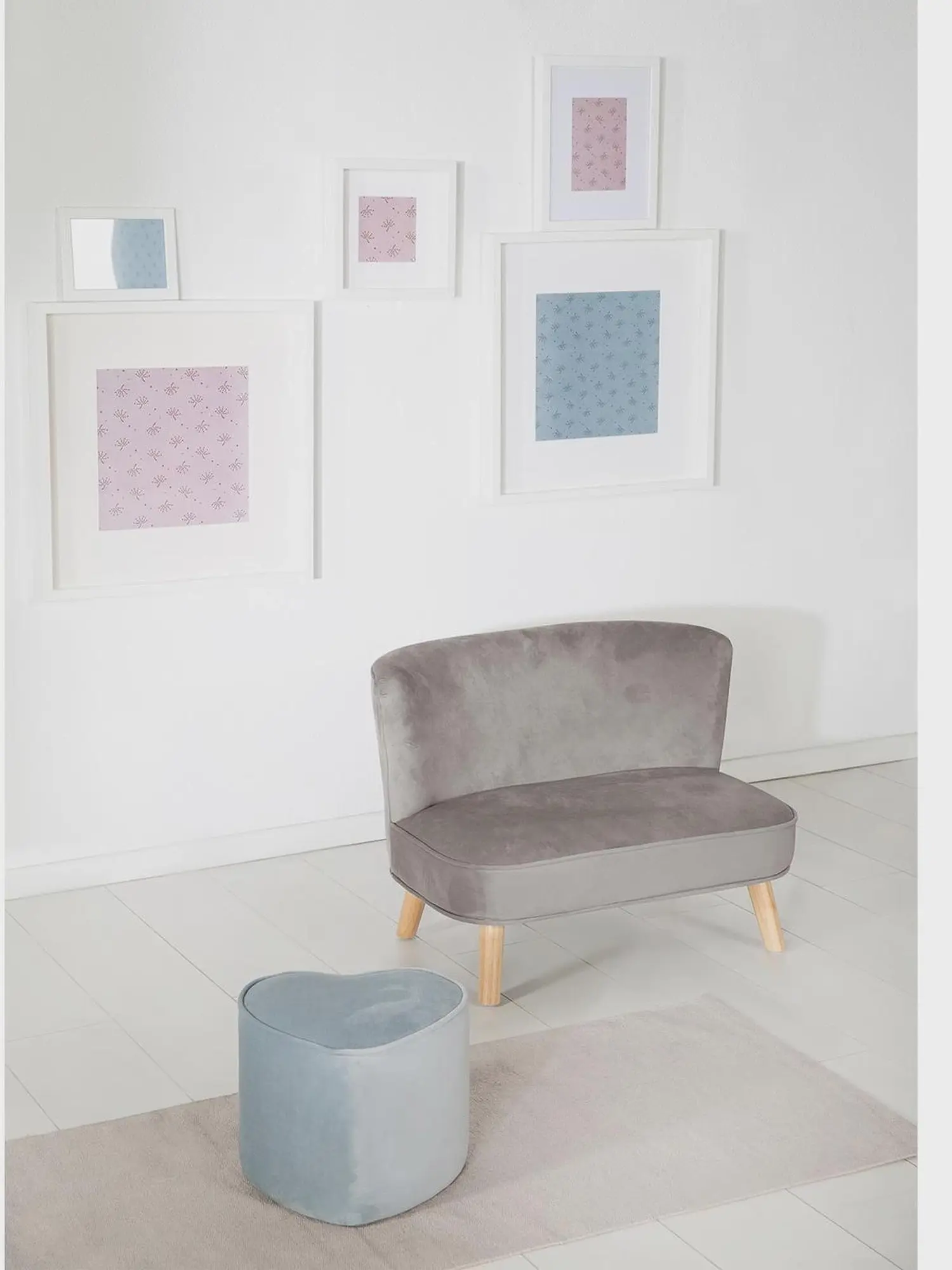Детский велюровый диван Lil Sofa, серый - изображение 14