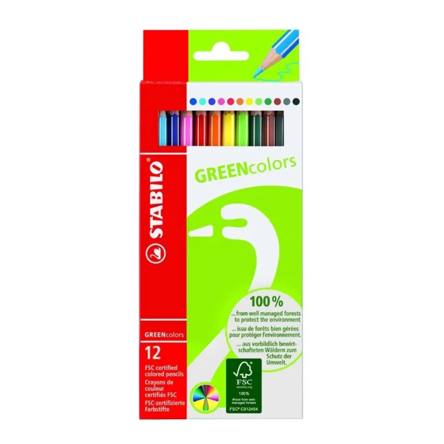 Карандаши Greencolours Stabilo в наборе 12 цв