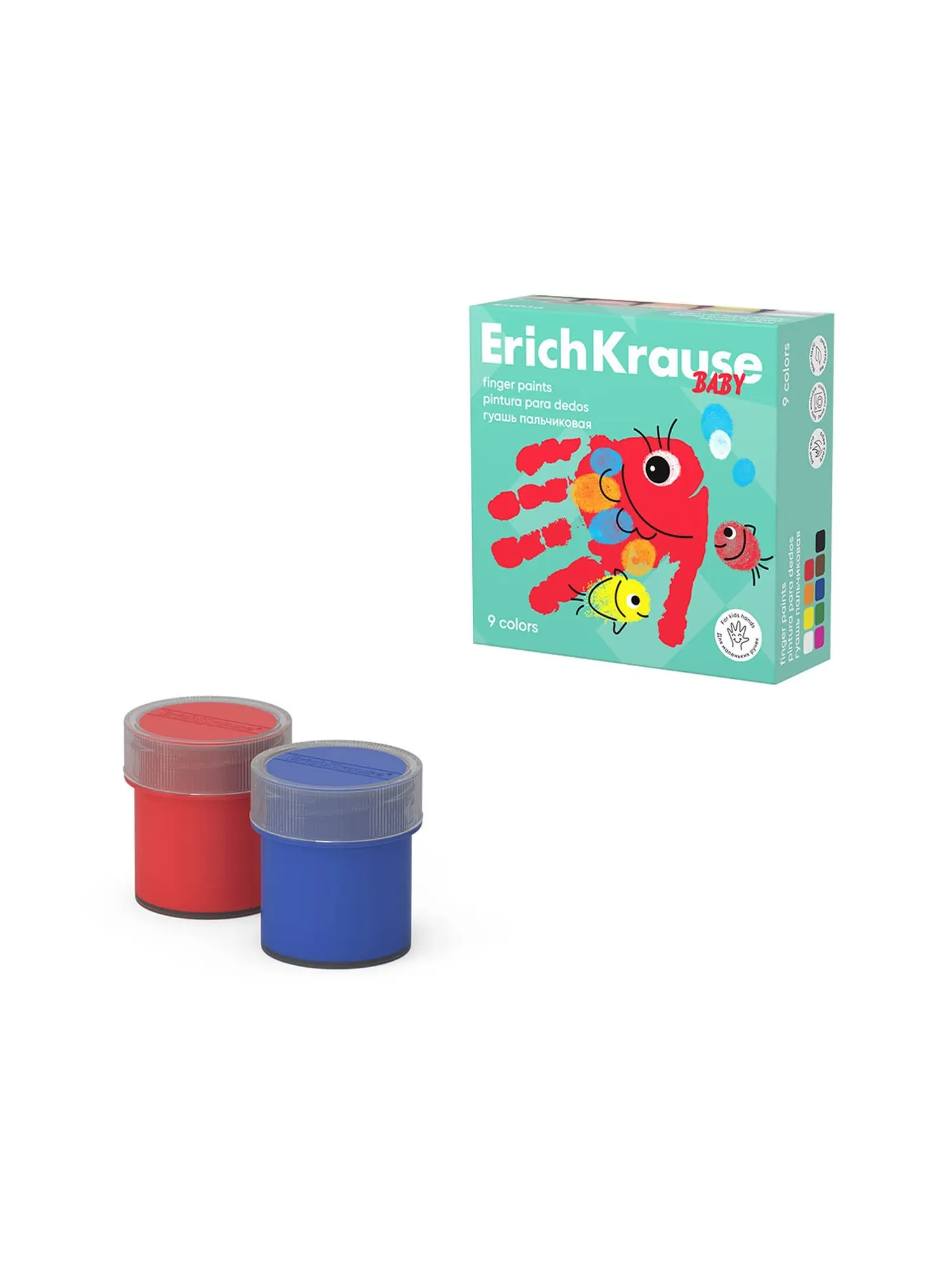 Гуашь пальчиковая ErichKrause Baby с Алоэ Вера,, 9 цветов