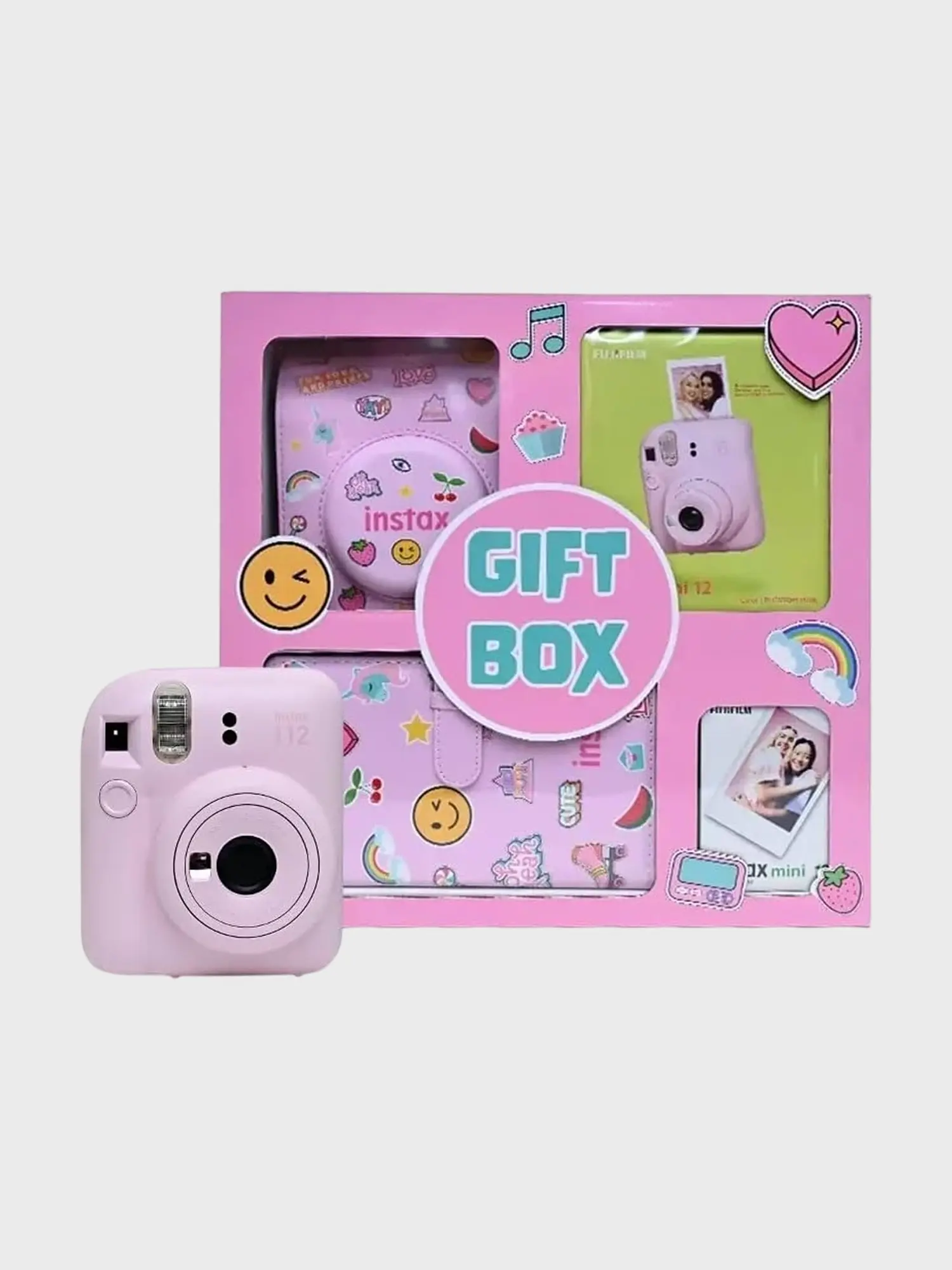 Фотоаппарат instax mini 12 gift box pink, с аксессуарами