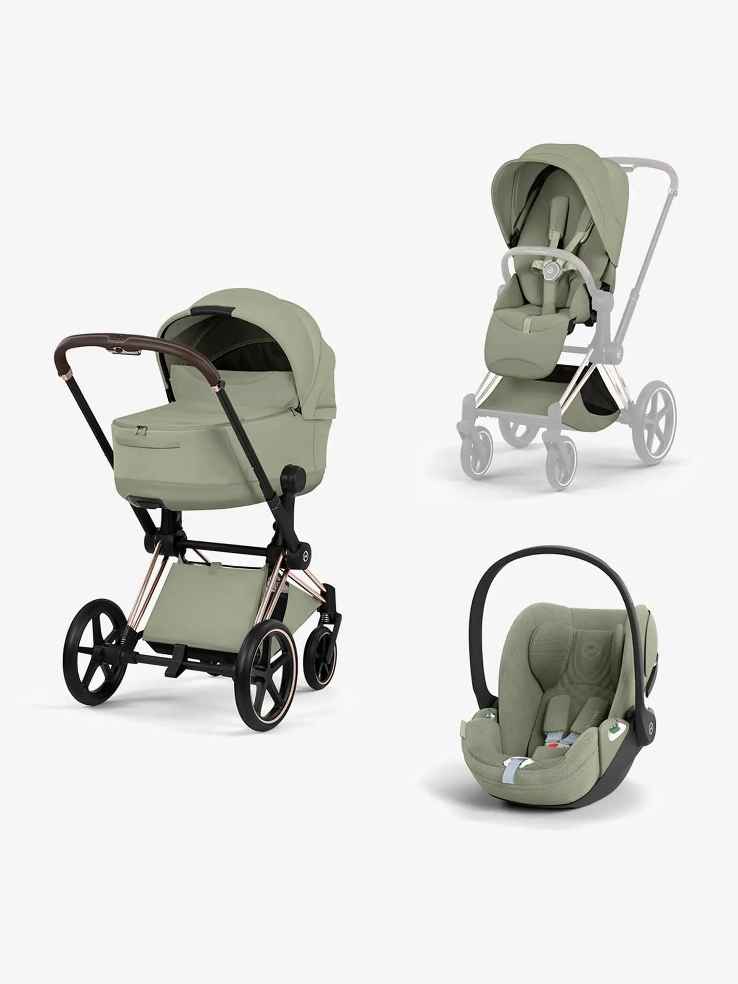 Коляска 3 в 1 Priam V Style Rosegold Sage Green