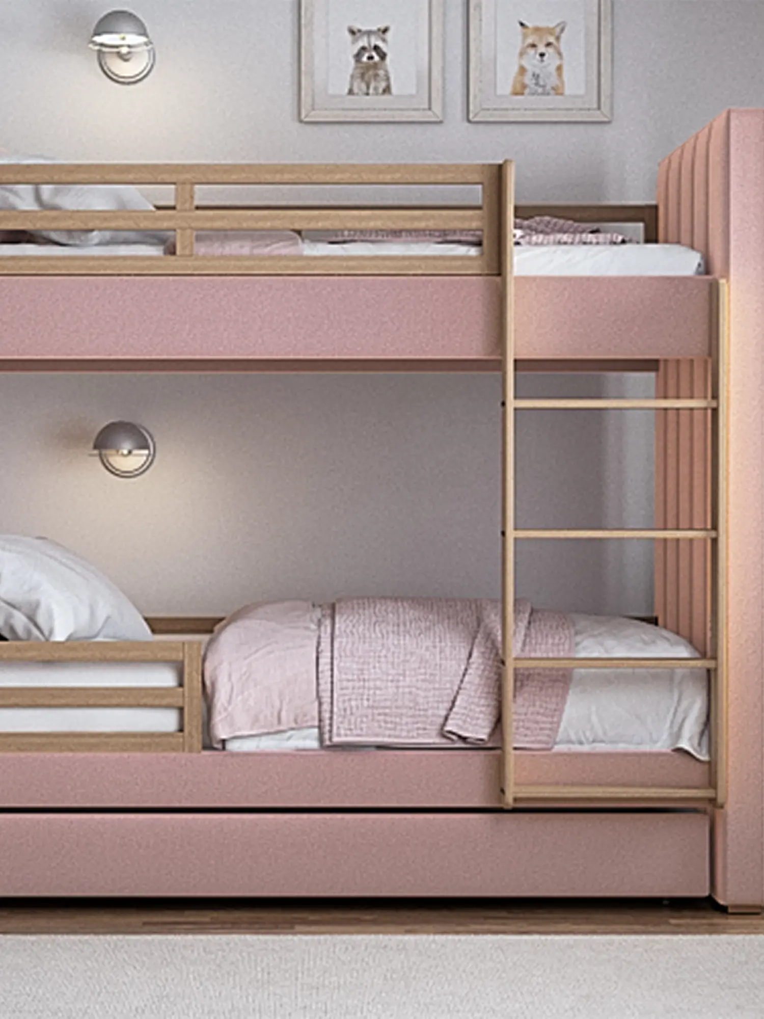 Кровать двухъярусная Cosy антивандальная ткань, розовый - изображение 3