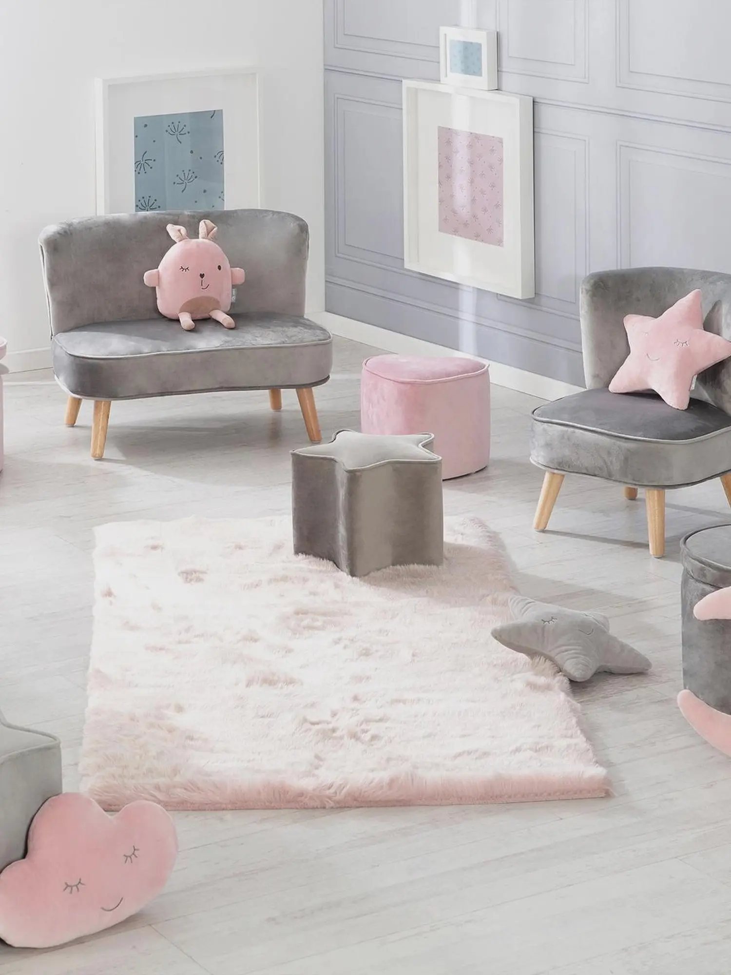 Детский велюровый диван Lil Sofa, серый - изображение 13