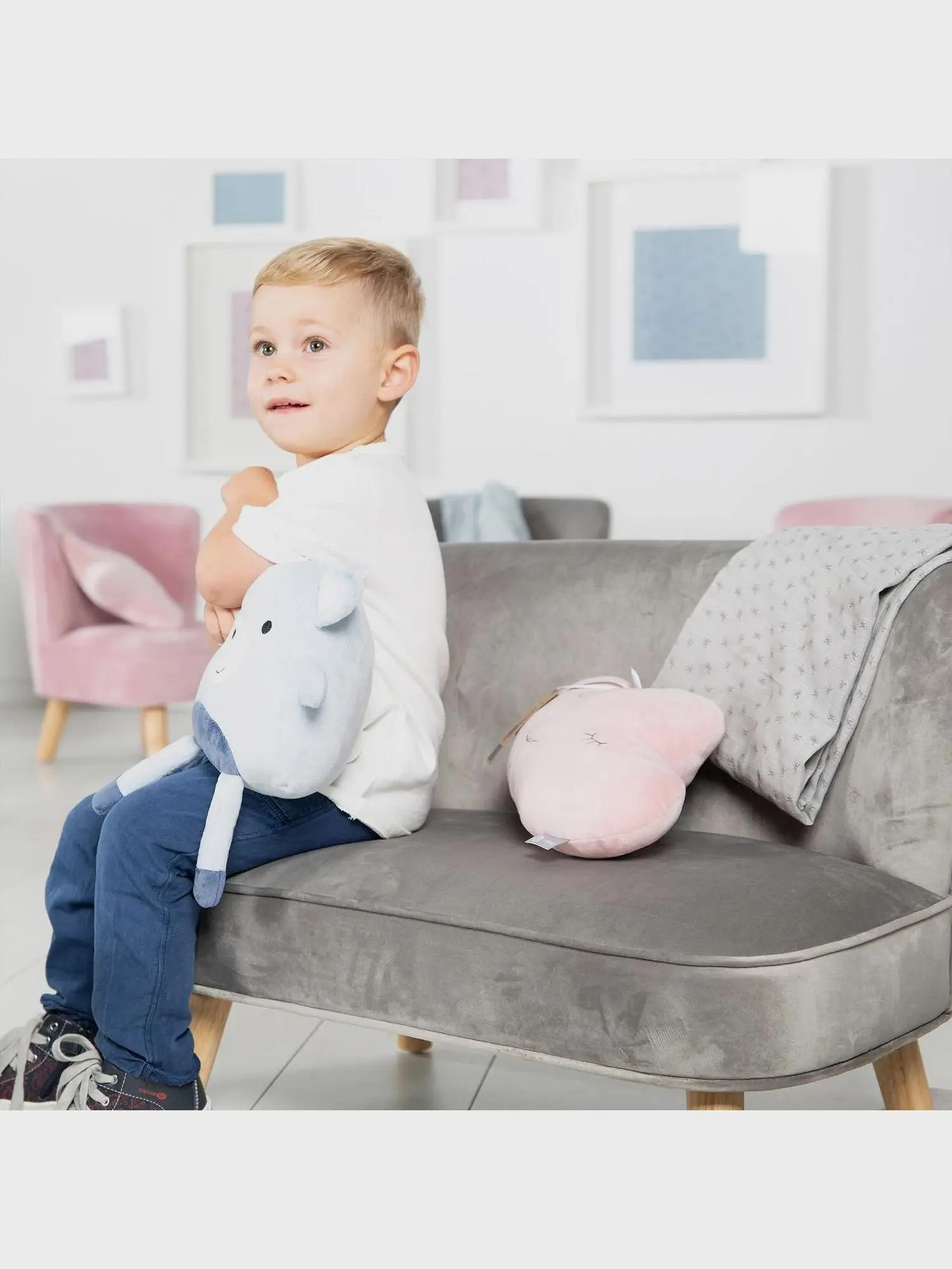 Детский велюровый диван Lil Sofa, серый - изображение 10