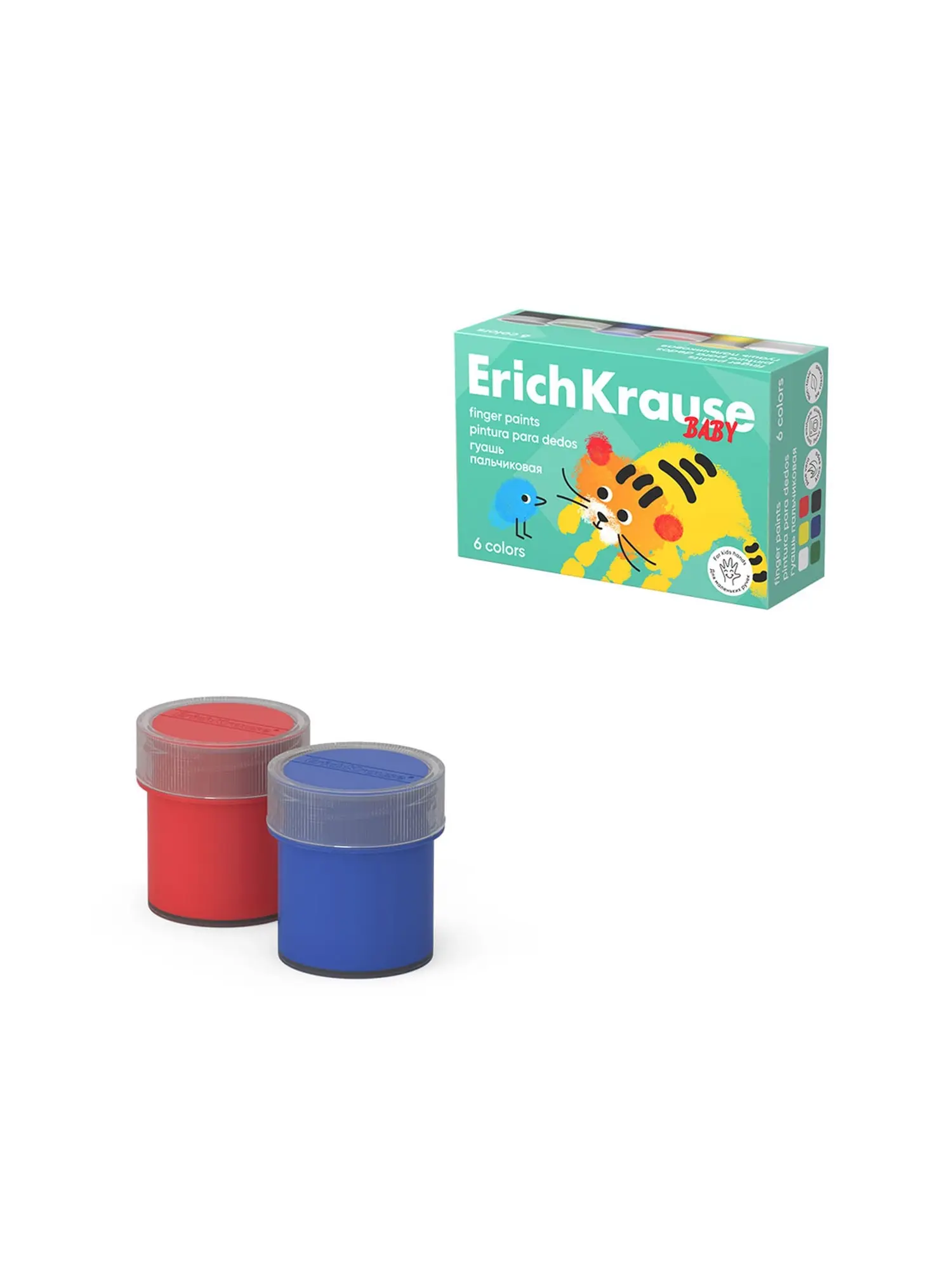 Гуашь пальчиковая ErichKrause Baby с Алоэ Вера,, 6 цветов
