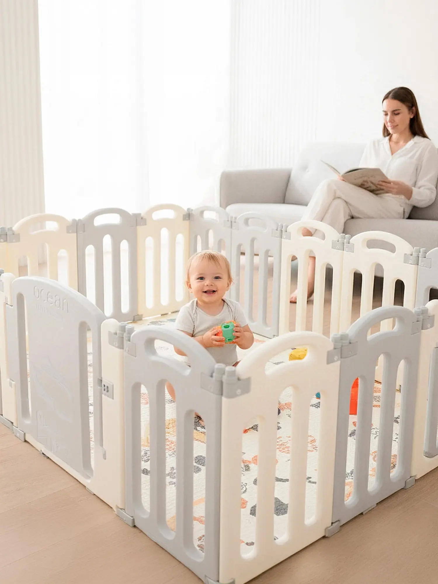 Манеж UNIX Kids Ocean (151 x 151 cm) Grey - изображение 6