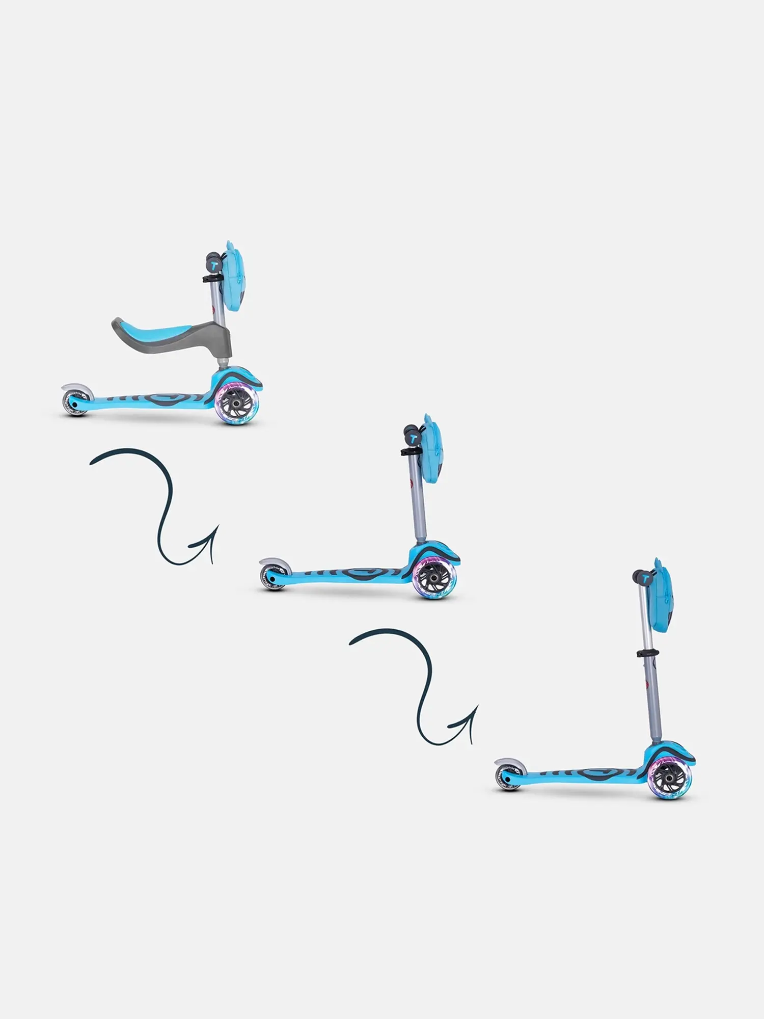 Трехколесный самокат-трансформер 2в1 T1 Scooter Blue - изображение 4