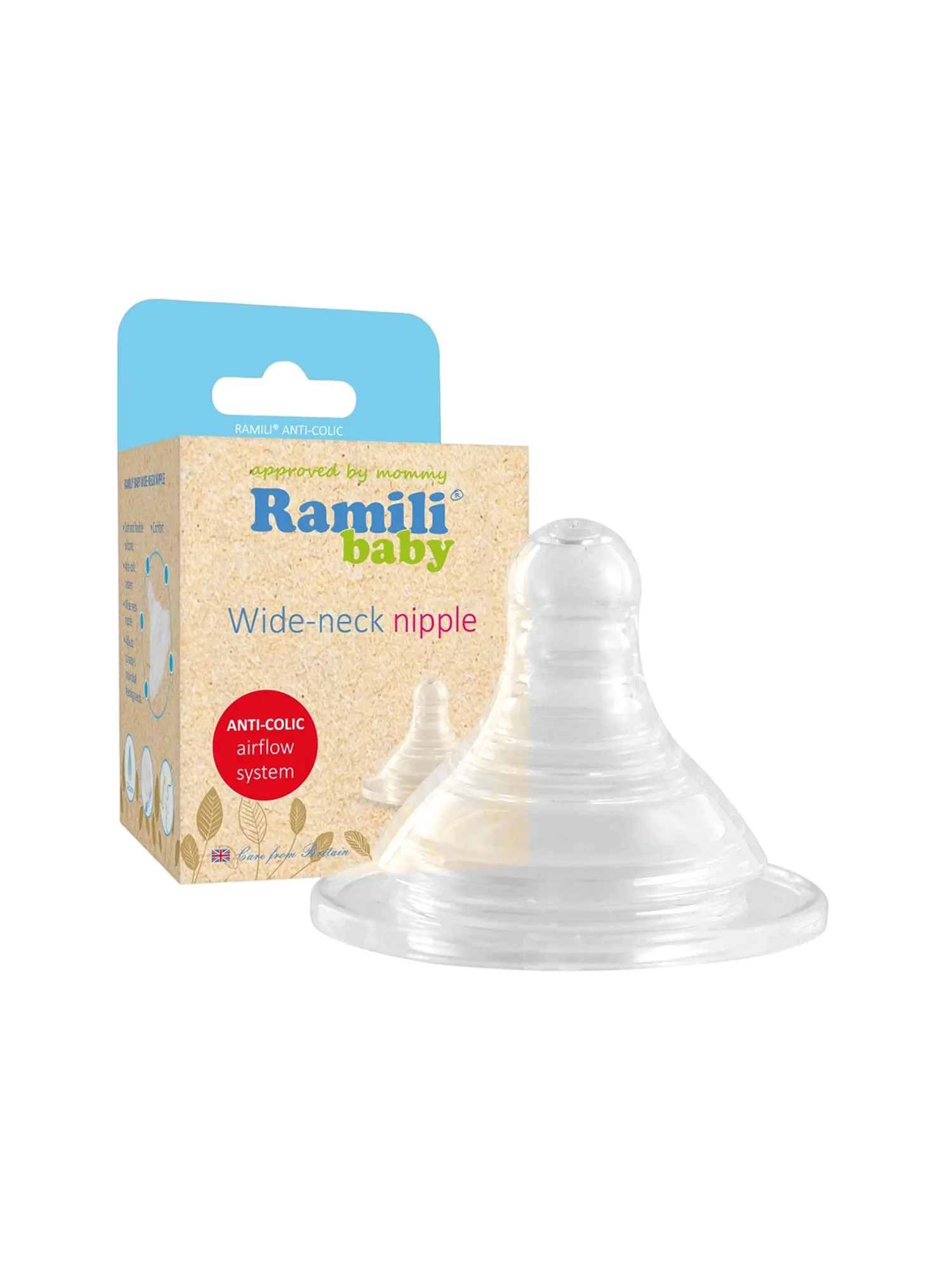 Соска для бутылочек с широким горлышком Ramili Baby BT100M средний поток (3+) - изображение 1