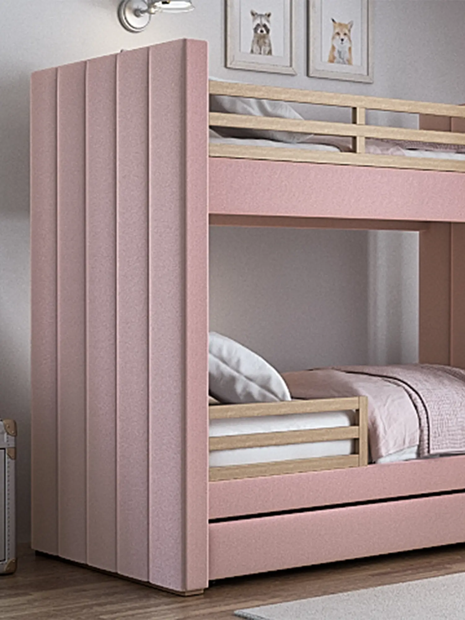 Кровать двухъярусная Cosy антивандальная ткань, розовый - изображение 4