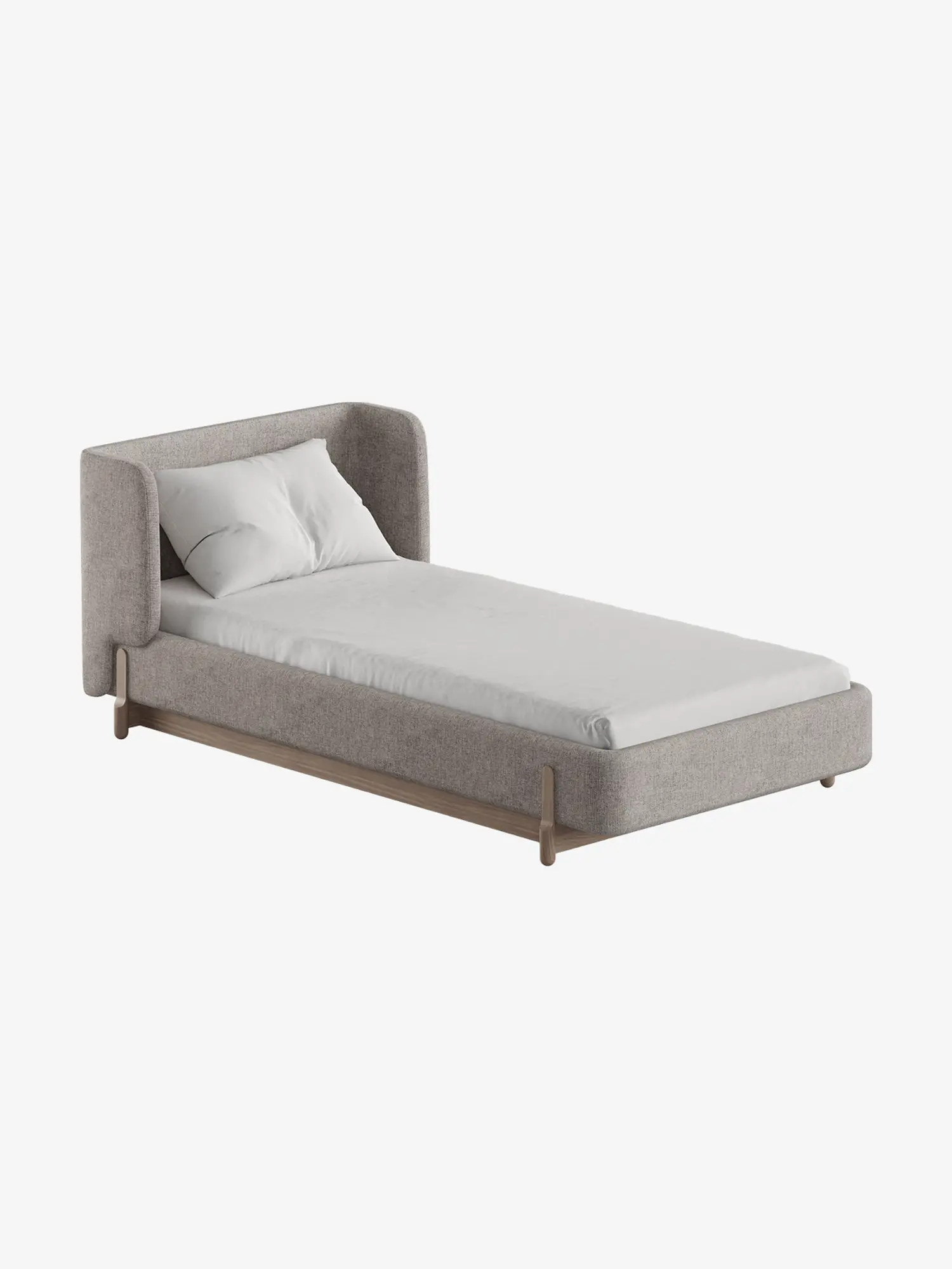 Кровать Ellipsefurniture Basic, спальное место 90*200 см, бежевый, рогожка - изображение 1