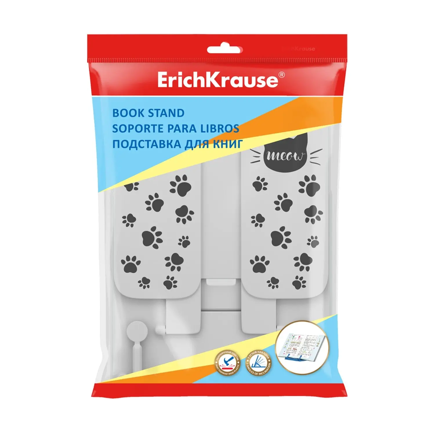 Подставка для книг ErichKrause пластиковая EMeow, белый - изображение 1