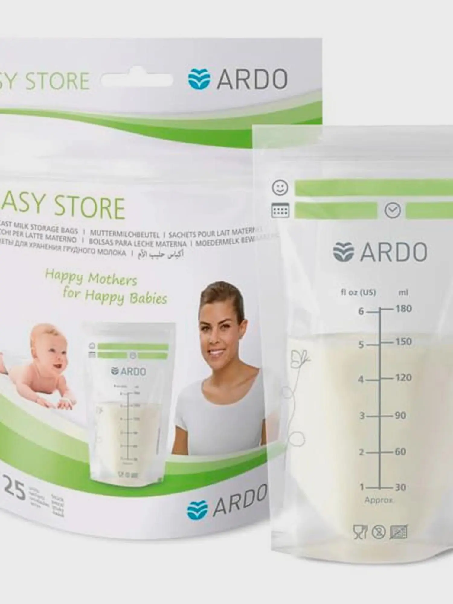 Пакеты для хранения и замораживания грудного молока Easy Store, 25 шт