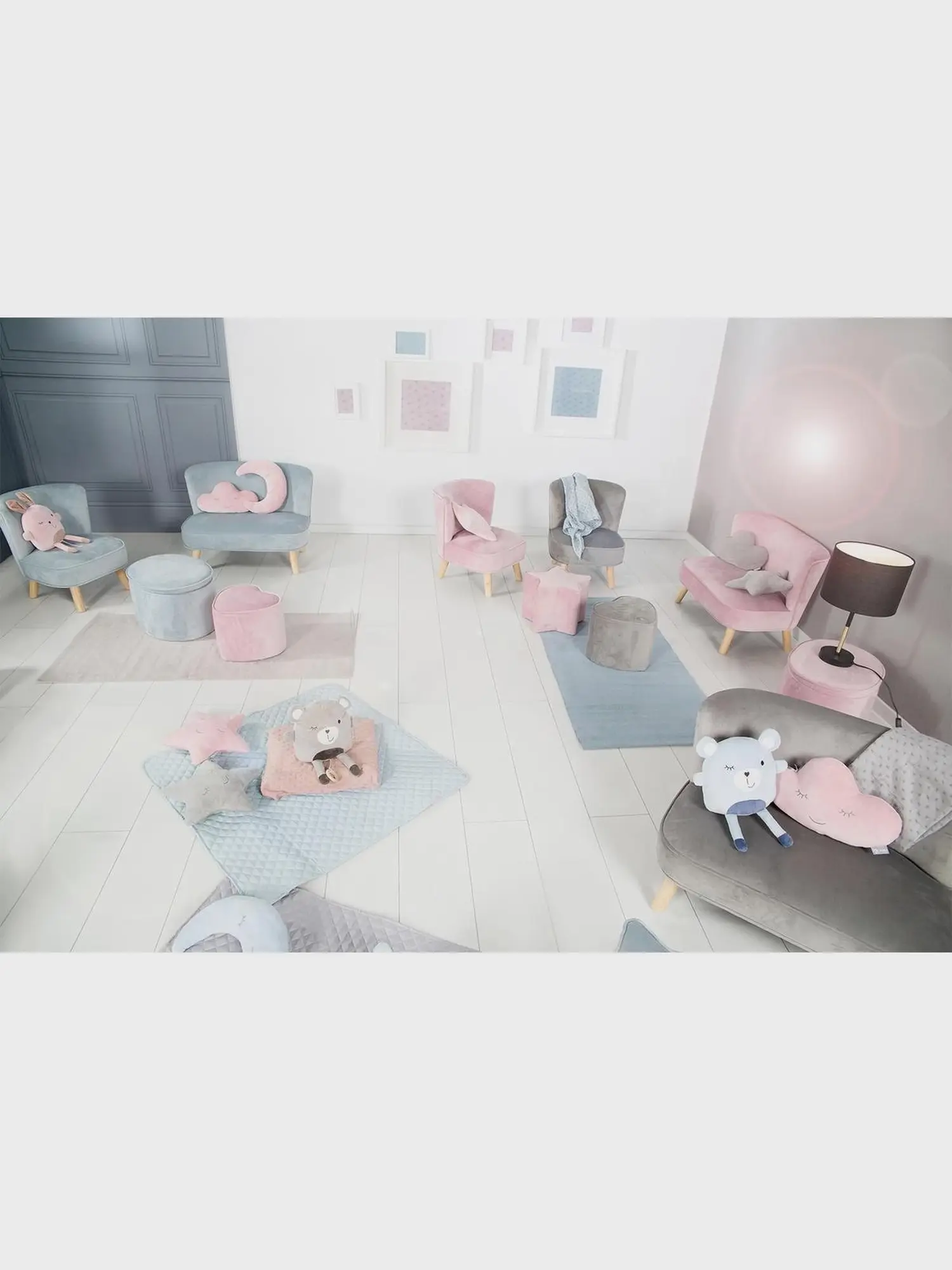 Детский велюровый диван Lil Sofa, серый - изображение 22