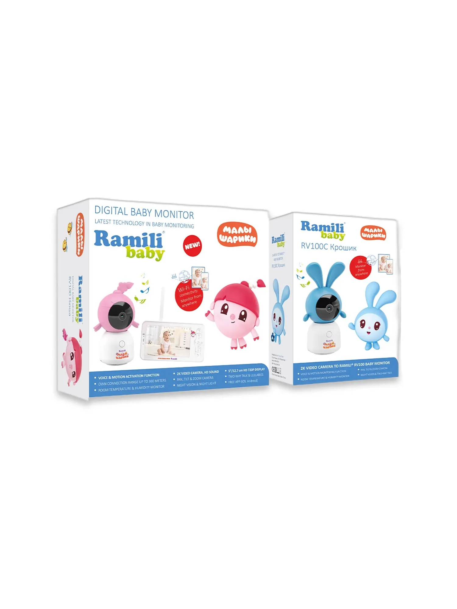 Видеоняня Ramili Baby RV100X2NUSHAKROSНюша и Крошик, Малышарики, с креплениями - изображение 7