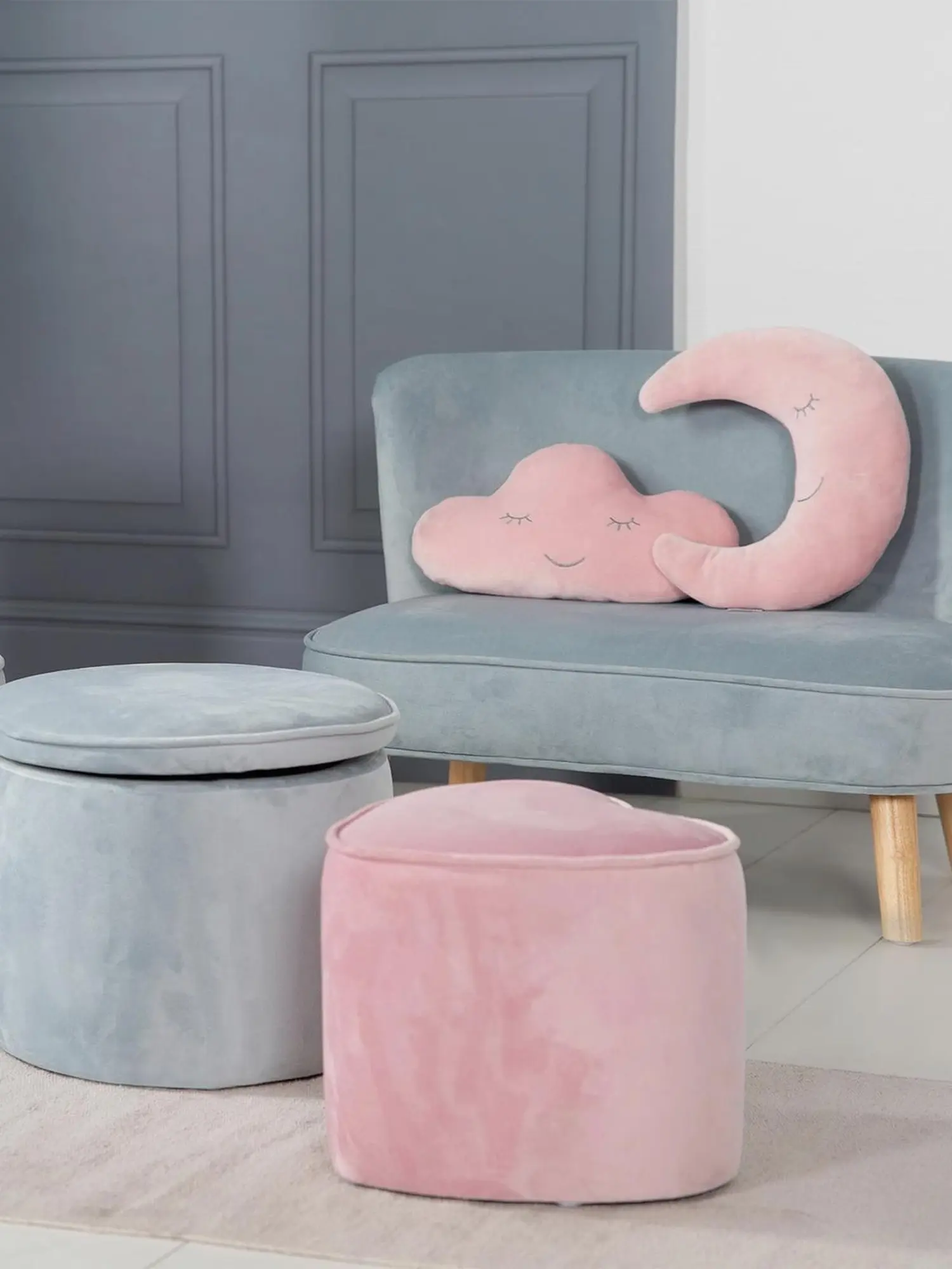 Детский велюровый диван Lil Sofa, голубой - изображение 3