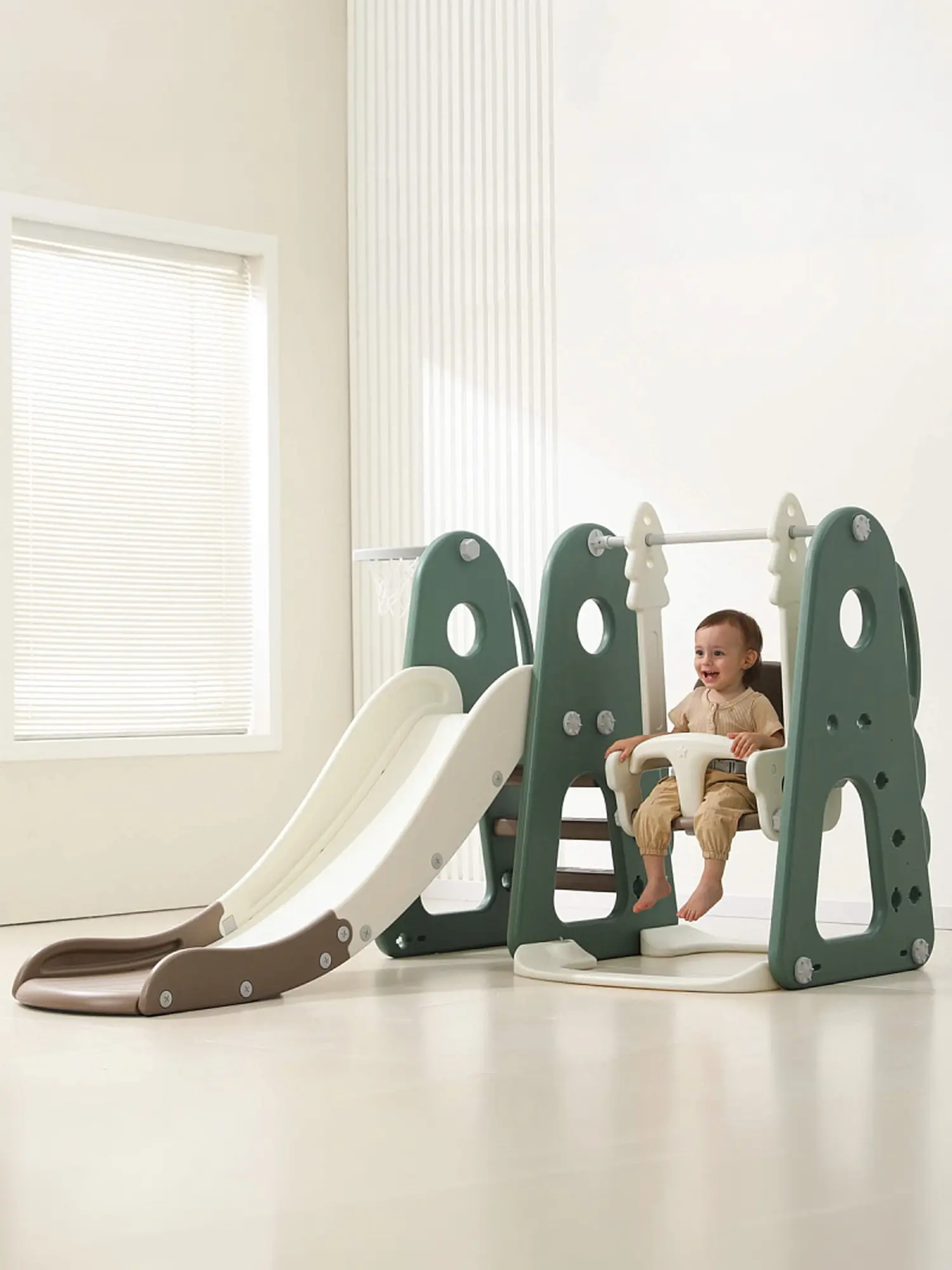 Горка с качелями UNIX Kids Dino Green - изображение 3