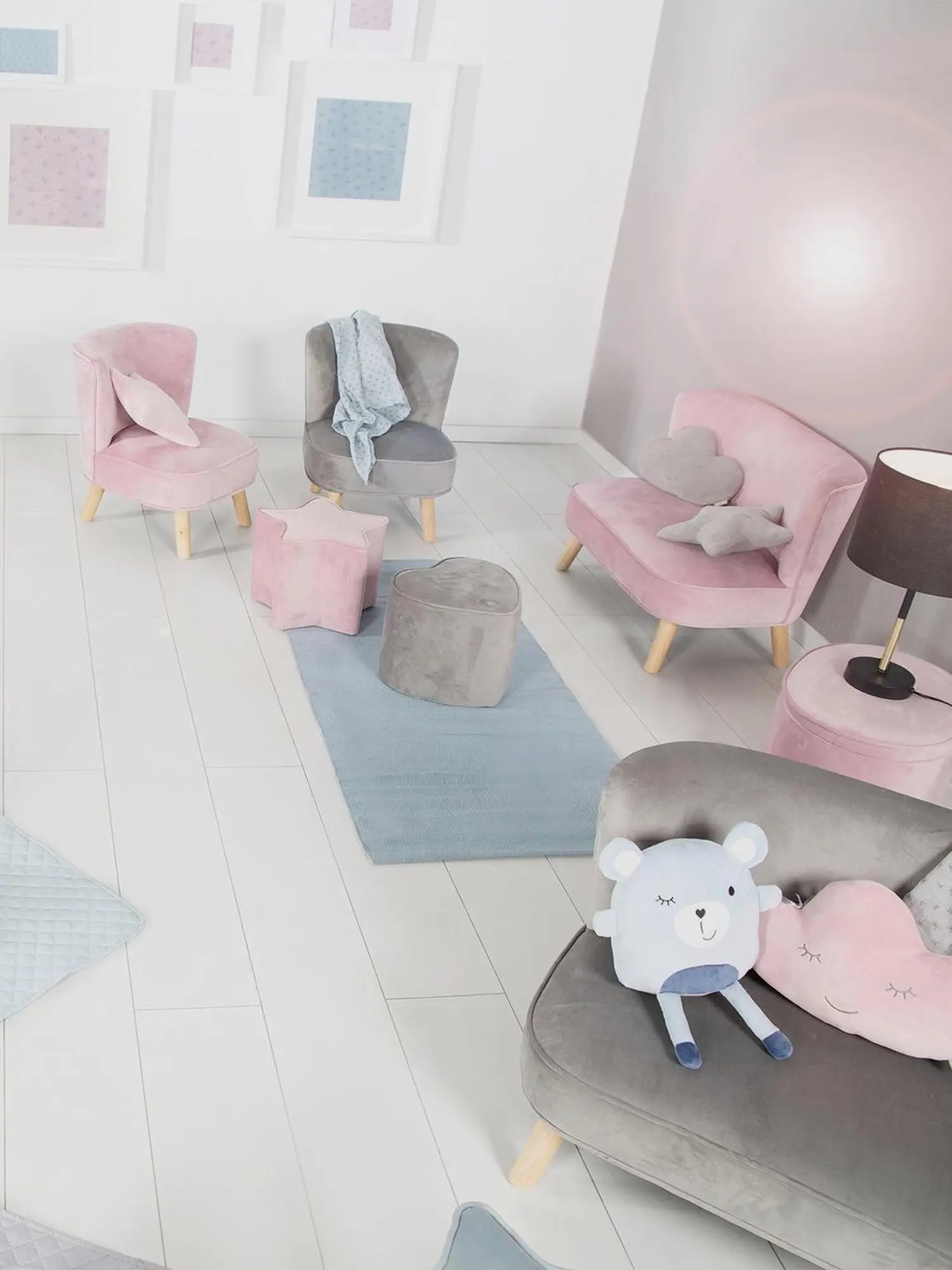 Детский велюровый диван Lil Sofa, серый - изображение 21