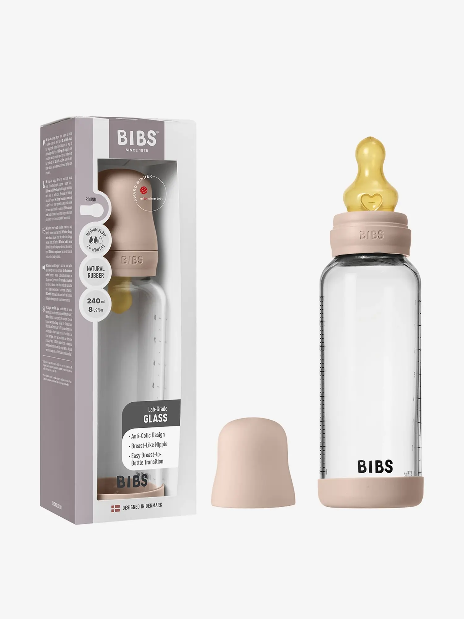 Стеклянная бутылочка с латексной соской Blush, 240 мл - изображение 3