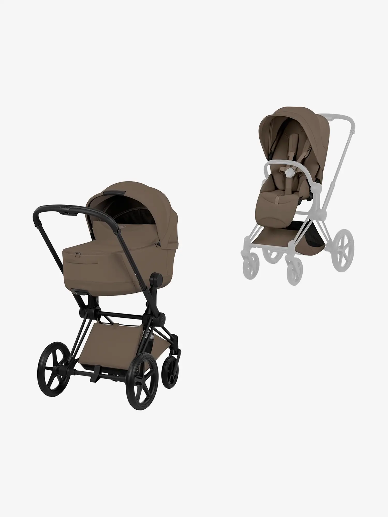 Коляска 2 в 1 Priam V Style Matt Black Coconut Brown